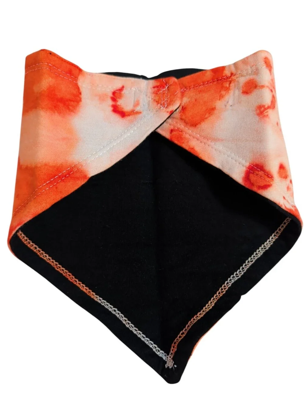 NWOT Tie-Dye Triangle Pet Bandana / Baby Bandaid Bib in Orange/ Black Backside